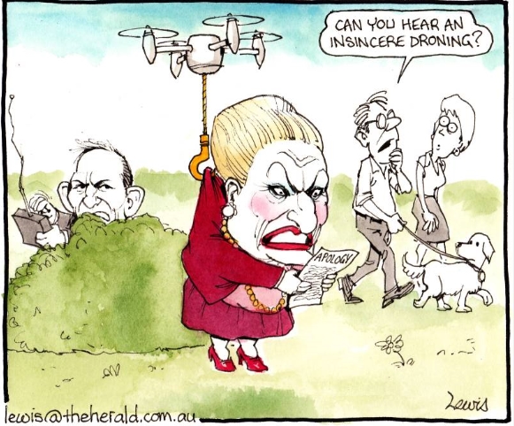 Insincere Droning. Cartoon by Peter Lewis